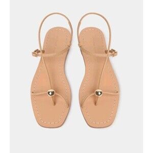 Loeffler Randall Lara Sandals Women's US 10 Dune Leather Square Toe